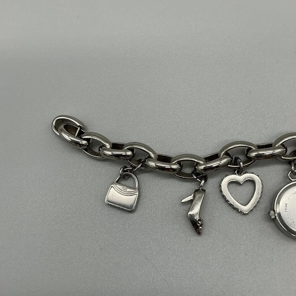Anne Klein Womens Watch 20mm Silver Tone Charms AK 10/7805SW New Battery 7.5